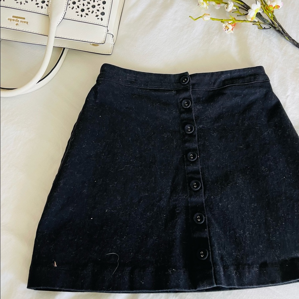 Black suede mini skirt
